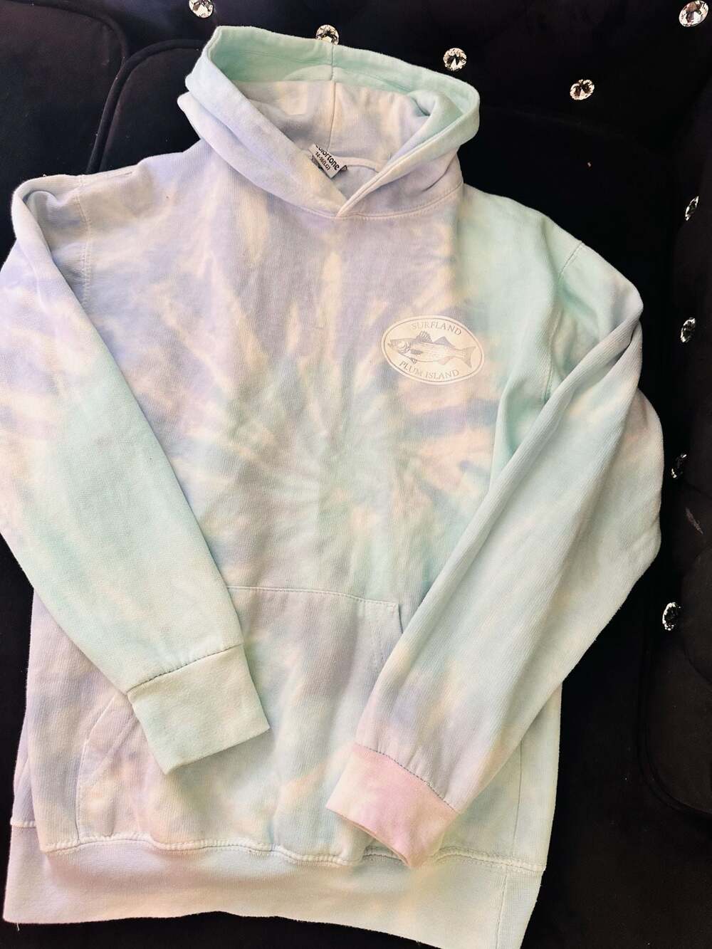 Exist Sweater Men Size Small Blue/Green Tye Dye Pullover Long Sleeve Sloth